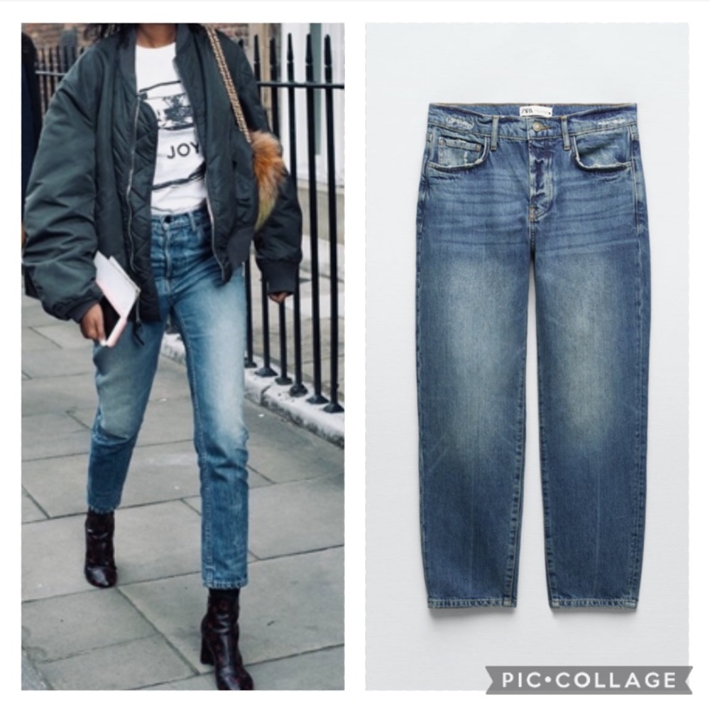 ZARA mid rise slim leg relaxed fit jeans blogger favorite
